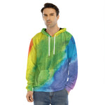 Watercolor Rainbow LGBT Pride Print Men's Velvet Pullover Hoodie