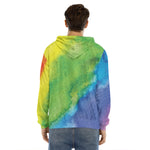 Watercolor Rainbow LGBT Pride Print Men's Velvet Pullover Hoodie
