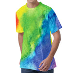Watercolor Rainbow LGBT Pride Print Men's Velvet T-Shirt