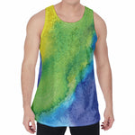 Watercolor Rainbow LGBT Pride Print Men's Velvet Tank Top