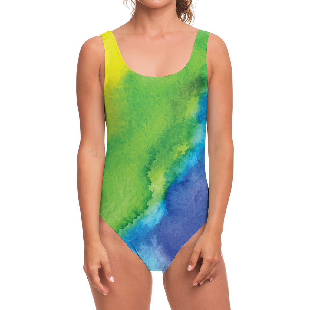 Watercolor Rainbow LGBT Pride Print One Piece Swimsuit