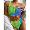 Watercolor Rainbow LGBT Pride Print One Shoulder Bikini Top