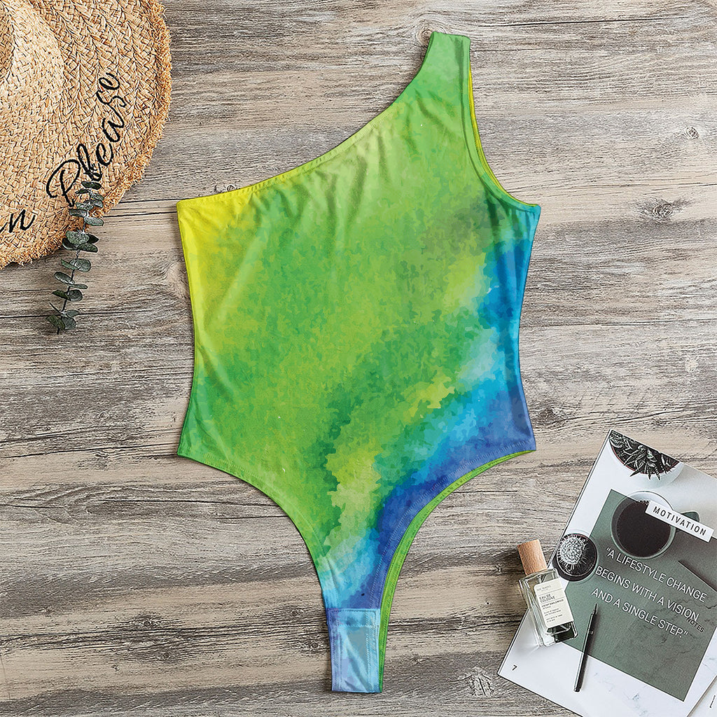 Watercolor Rainbow LGBT Pride Print One Shoulder Bodysuit