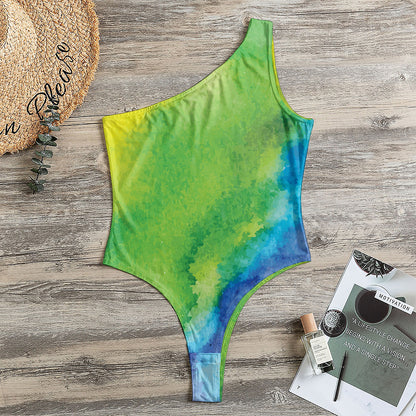 Watercolor Rainbow LGBT Pride Print One Shoulder Bodysuit