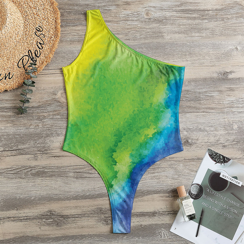 Watercolor Rainbow LGBT Pride Print One Shoulder Bodysuit
