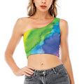 Watercolor Rainbow LGBT Pride Print One Shoulder Crop Top
