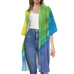 Watercolor Rainbow LGBT Pride Print Open Front Beach Cover Up