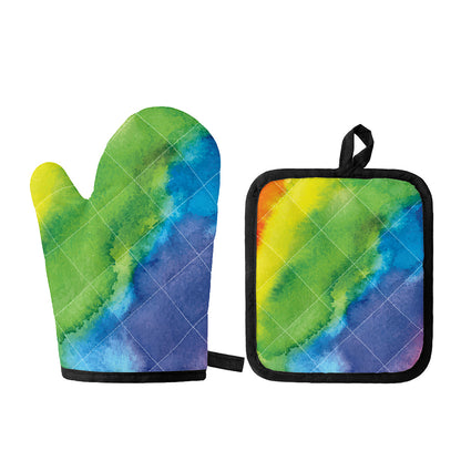 Watercolor Rainbow LGBT Pride Print Oven Mitt And Pot Holder Set