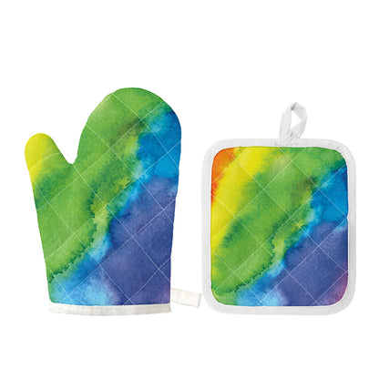 Watercolor Rainbow LGBT Pride Print Oven Mitt And Pot Holder Set