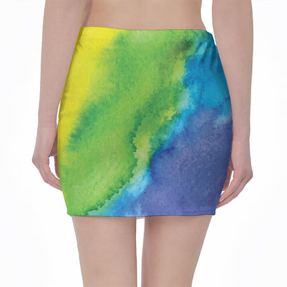 Watercolor Rainbow LGBT Pride Print Pencil Mini Skirt