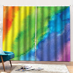 Watercolor Rainbow LGBT Pride Print Pencil Pleat Curtains