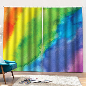 Watercolor Rainbow LGBT Pride Print Pencil Pleat Curtains