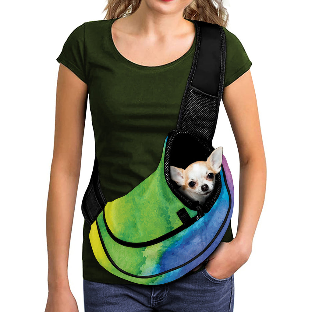 Watercolor Rainbow LGBT Pride Print Pet Sling Carrier