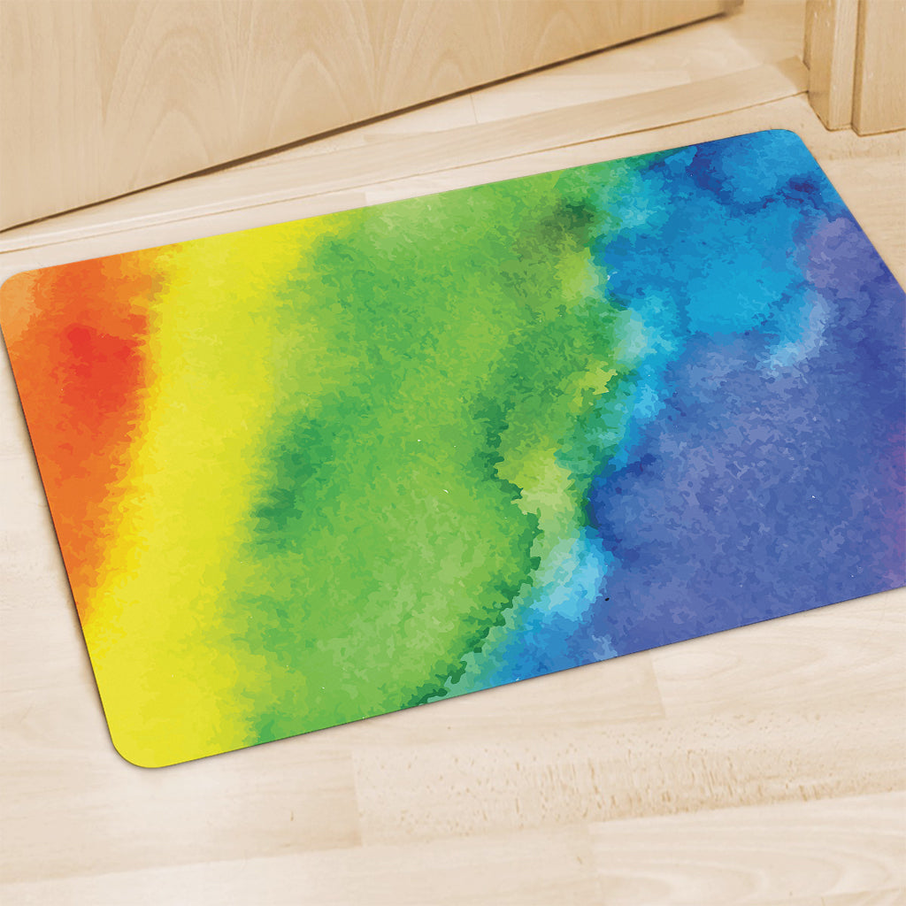 Watercolor Rainbow LGBT Pride Print Polyester Doormat