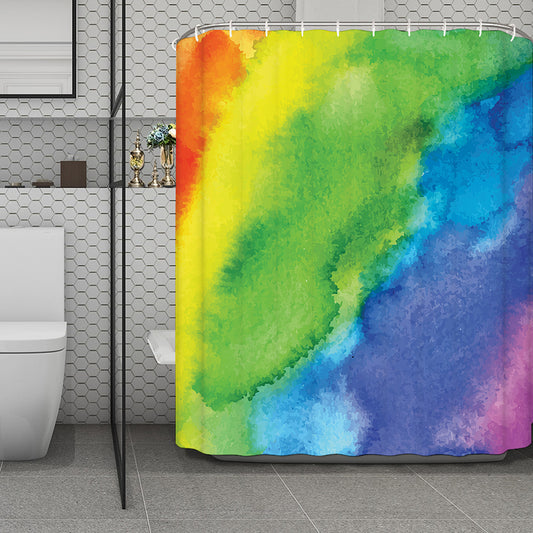 Watercolor Rainbow LGBT Pride Print Polyester Shower Curtain