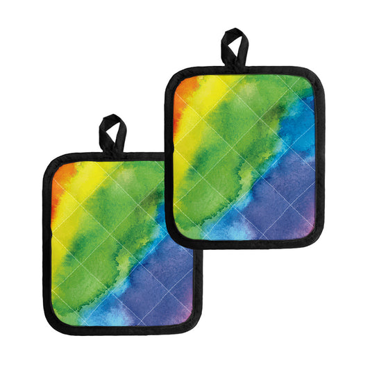 Watercolor Rainbow LGBT Pride Print Pot Holders