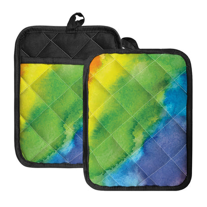 Watercolor Rainbow LGBT Pride Print Pot Holders With Pocket