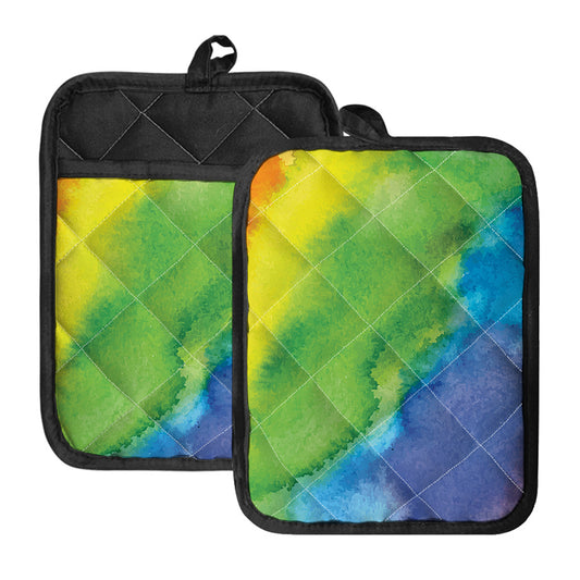 Watercolor Rainbow LGBT Pride Print Pot Holders With Pocket
