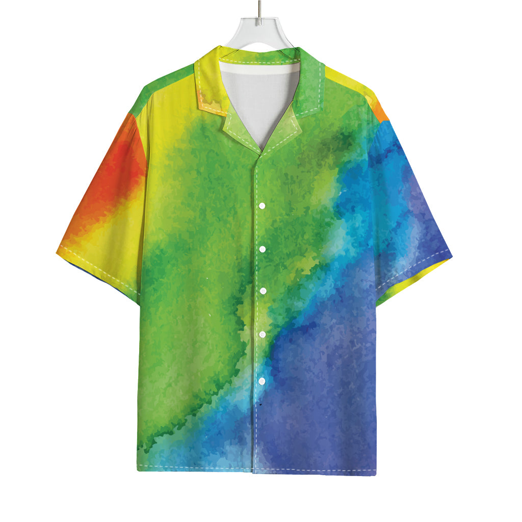 Watercolor Rainbow LGBT Pride Print Rayon Hawaiian Shirt