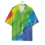 Watercolor Rainbow LGBT Pride Print Rayon Hawaiian Shirt