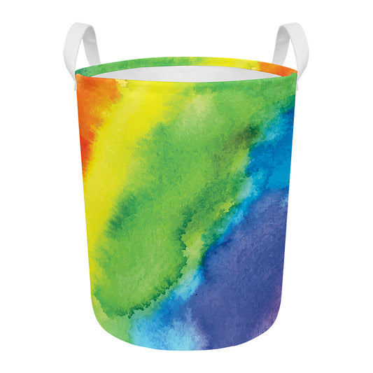 Watercolor Rainbow LGBT Pride Print Round Laundry Basket