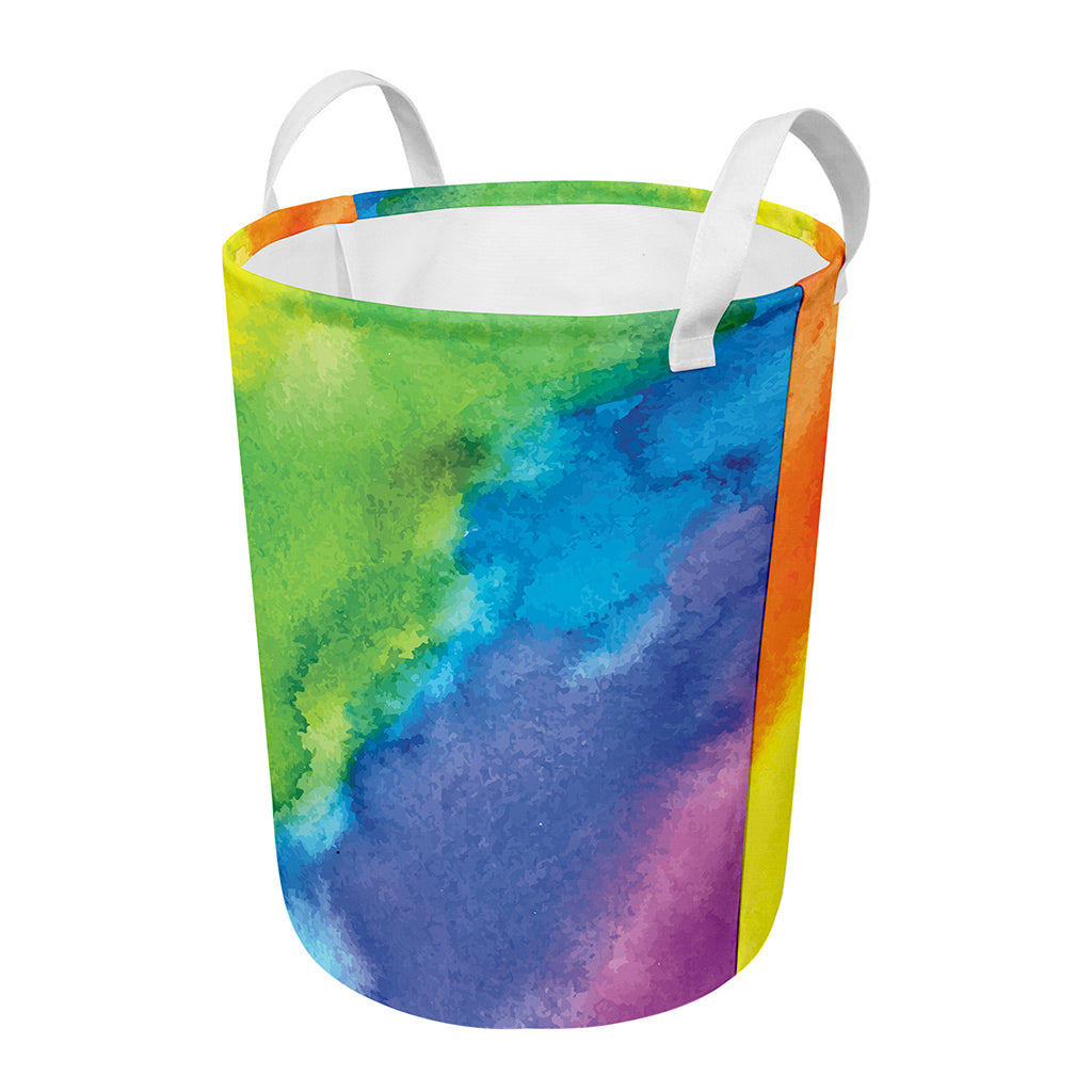 Watercolor Rainbow LGBT Pride Print Round Laundry Basket