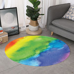 Watercolor Rainbow LGBT Pride Print Round Rug