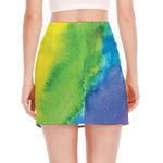 Watercolor Rainbow LGBT Pride Print Side Slit Mini Skirt