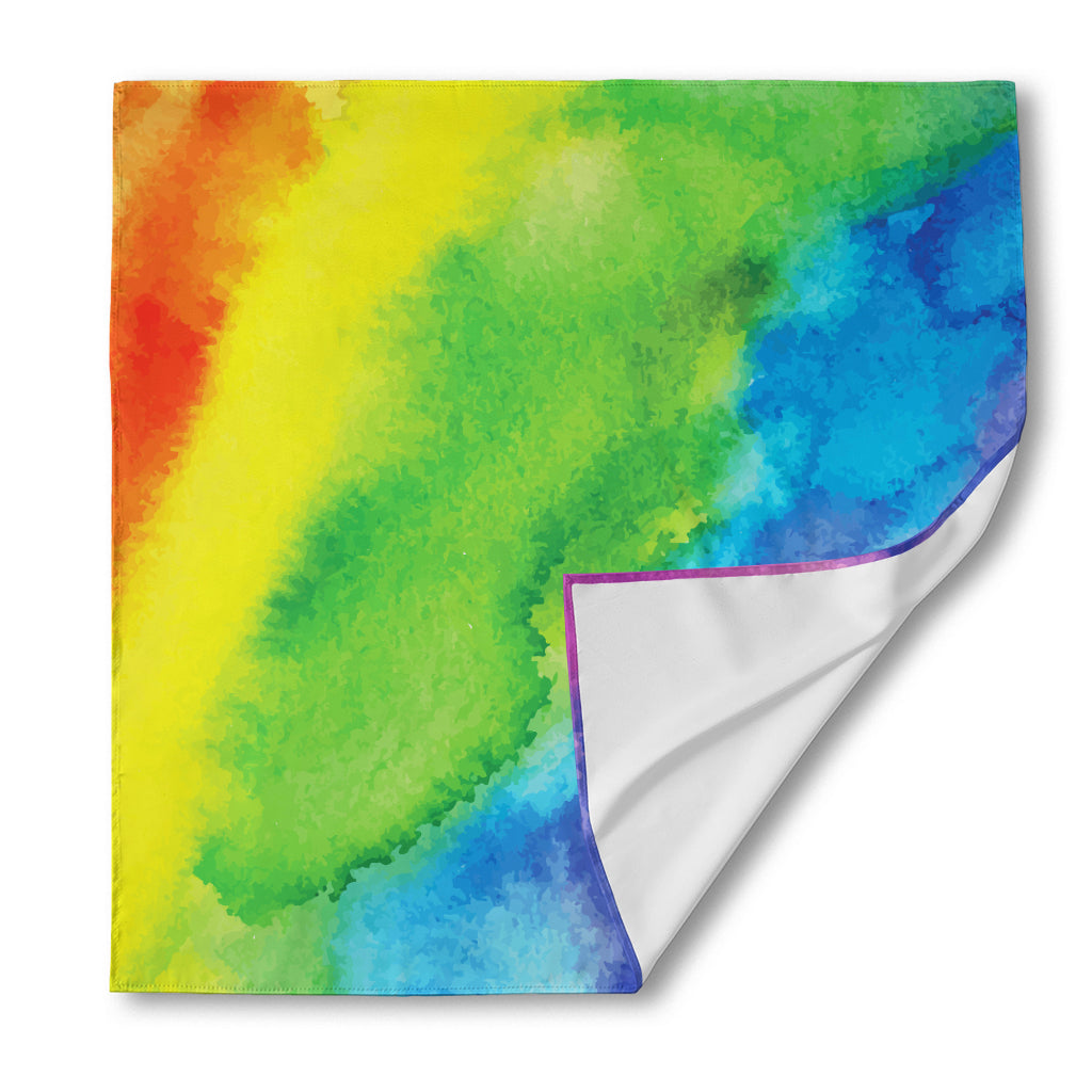 Watercolor Rainbow LGBT Pride Print Silk Bandana