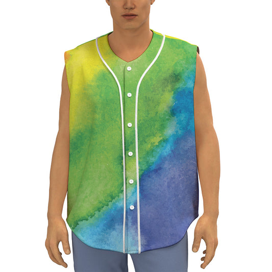 Watercolor Rainbow LGBT Pride Print Sleeveless Baseball Jersey