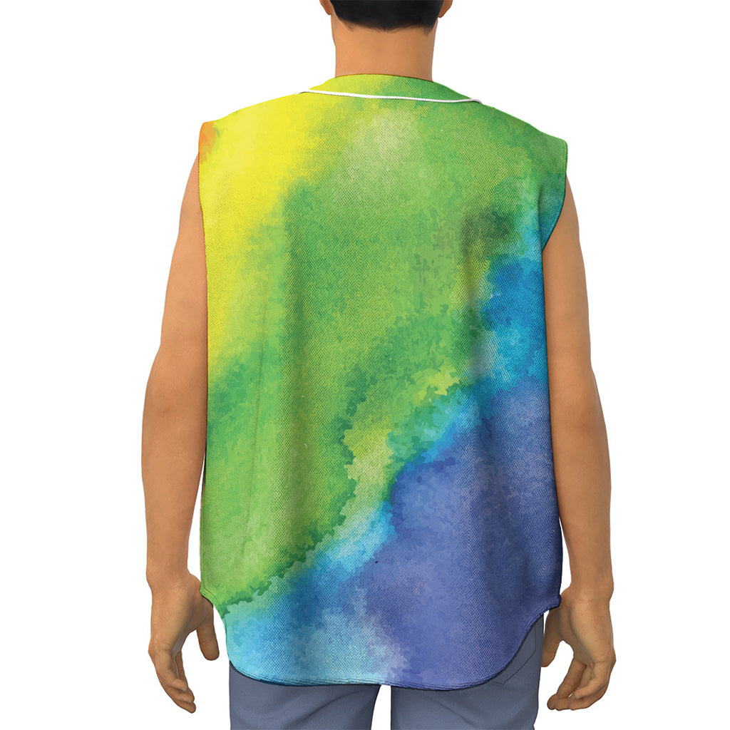 Watercolor Rainbow LGBT Pride Print Sleeveless Baseball Jersey