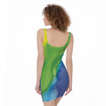 Watercolor Rainbow LGBT Pride Print Sleeveless Bodycon Dress