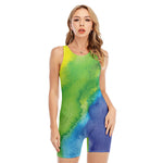 Watercolor Rainbow LGBT Pride Print Sleeveless One Piece Swimsuit