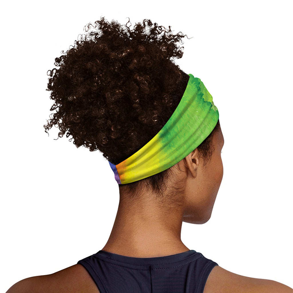 Watercolor Rainbow LGBT Pride Print Sports Headband