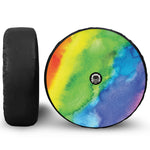 Watercolor Rainbow LGBT Pride Print Tire Cover With Camera Hole