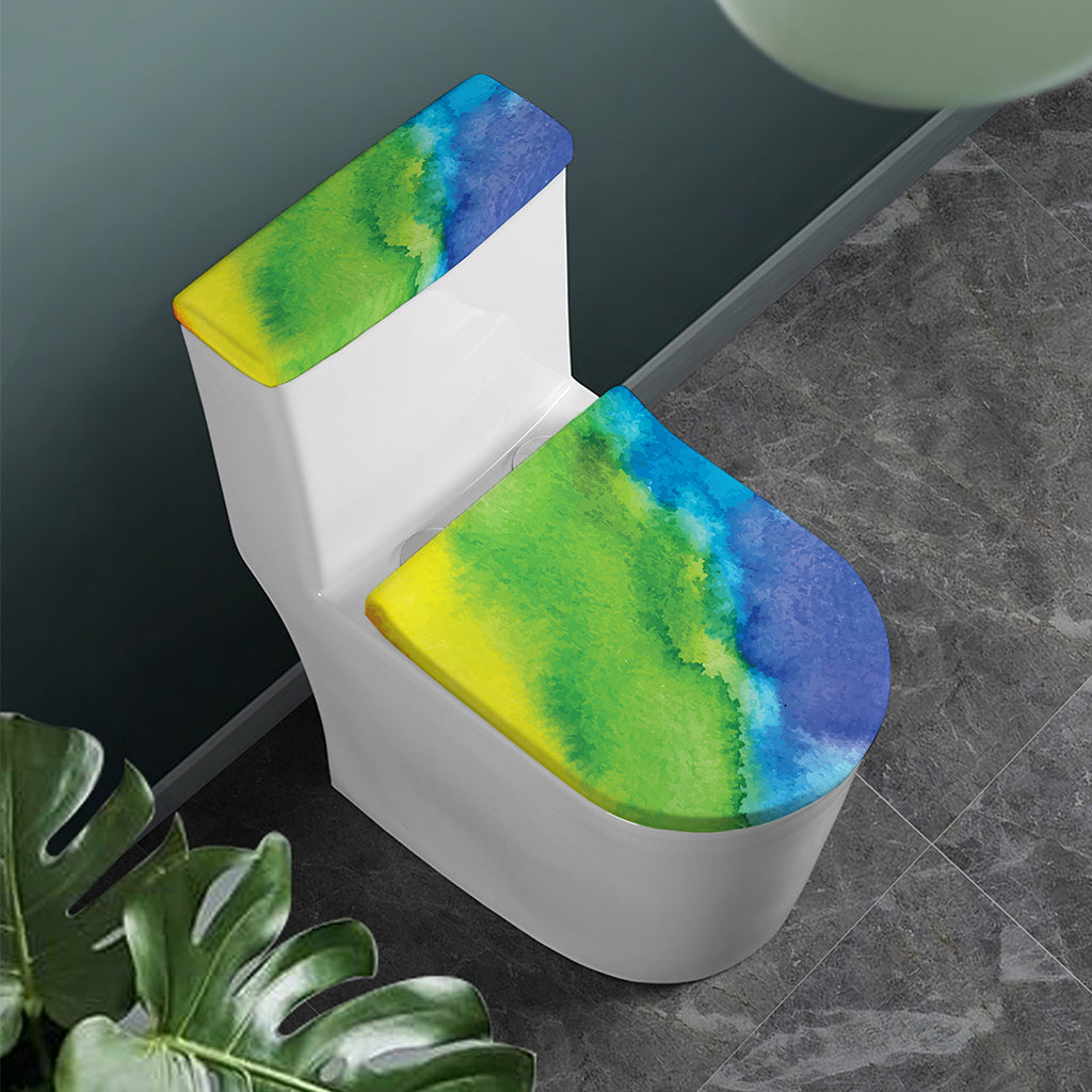 Watercolor Rainbow LGBT Pride Print Toilet Lid And Tank Cover Set