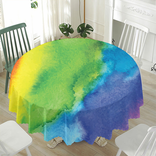 Watercolor Rainbow LGBT Pride Print Waterproof Round Tablecloth