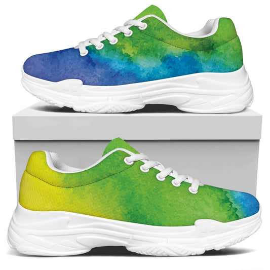 Watercolor Rainbow LGBT Pride Print White Chunky Shoes