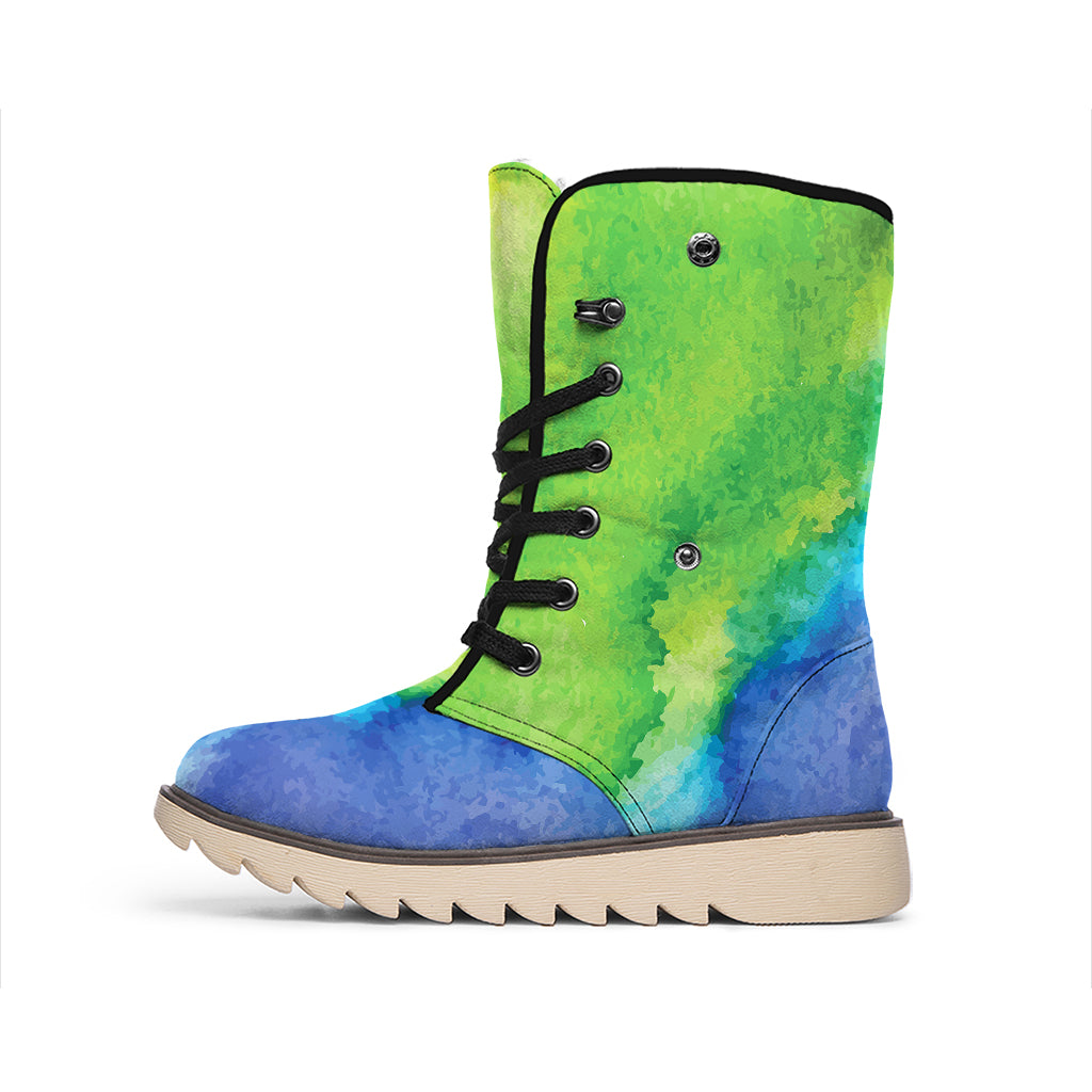 Watercolor Rainbow LGBT Pride Print Winter Boots