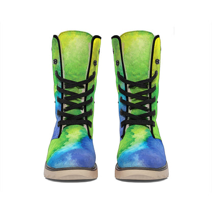 Watercolor Rainbow LGBT Pride Print Winter Boots