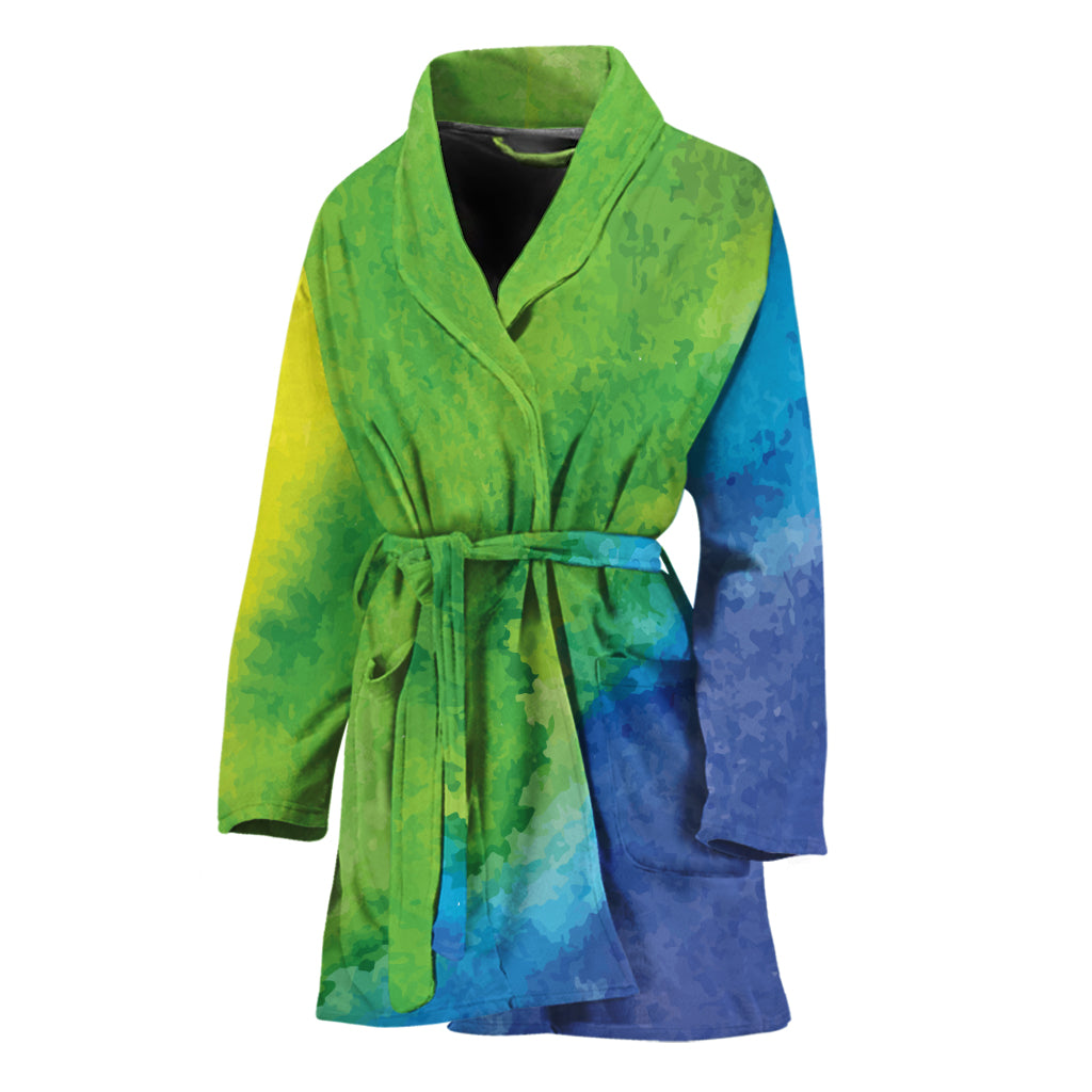 Watercolor Rainbow LGBT Pride Print Women's Bathrobe