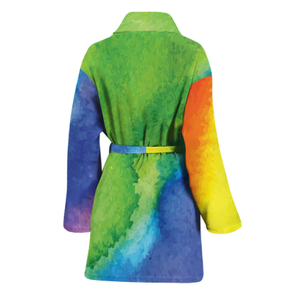 Watercolor Rainbow LGBT Pride Print Women's Bathrobe