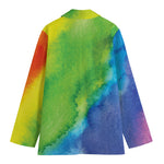 Watercolor Rainbow LGBT Pride Print Women's Cotton Blazer