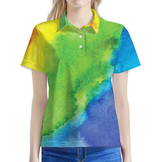 Watercolor Rainbow LGBT Pride Print Women's Polo Shirt