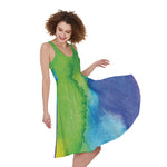 Watercolor Rainbow LGBT Pride Print Women's Sleeveless Dress