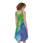 Watercolor Rainbow LGBT Pride Print Women's Sleeveless Dress