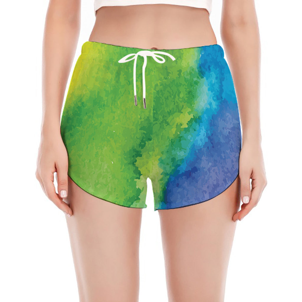 Watercolor Rainbow LGBT Pride Print Women's Split Running Shorts
