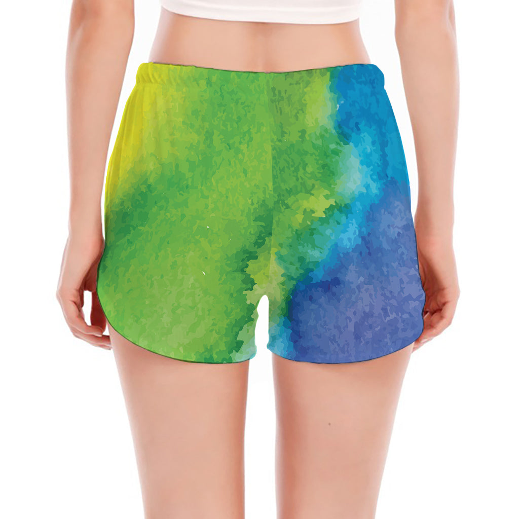 Watercolor Rainbow LGBT Pride Print Women's Split Running Shorts