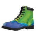 Watercolor Rainbow LGBT Pride Print Padded Collar Lace Up Boots