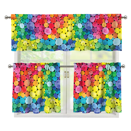 Watercolor Rainbow Pattern Print 3 Piece Kitchen Curtains